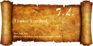 Timko Loránd névjegykártya